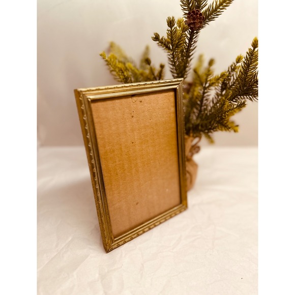 Stamped brass frame with warm patina and vintage character 5x7 - Picture 2 of 5